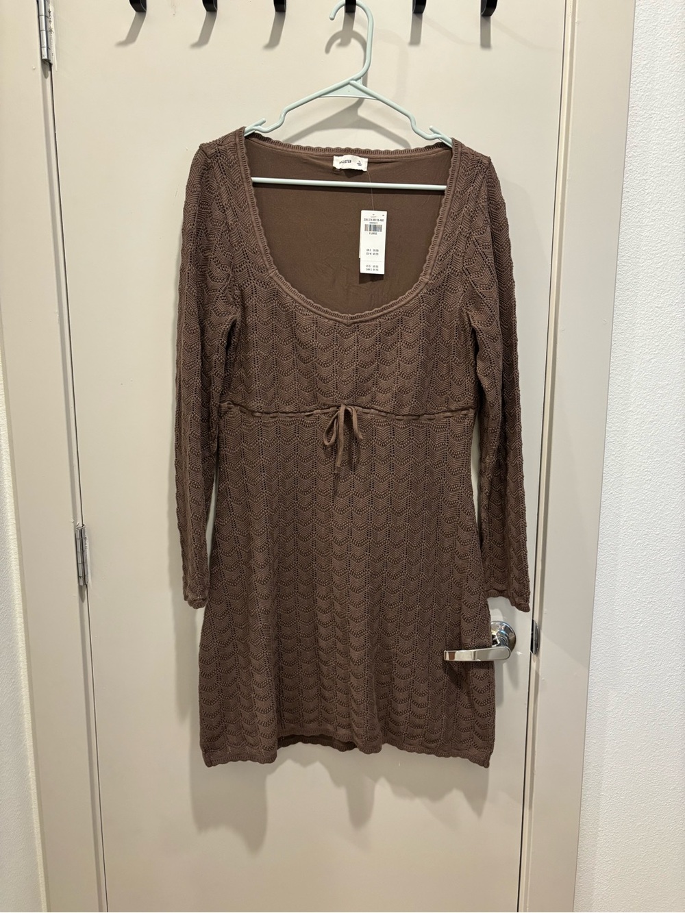 Hollister Brown Knit Empire-Waist Long Sleeve Dress